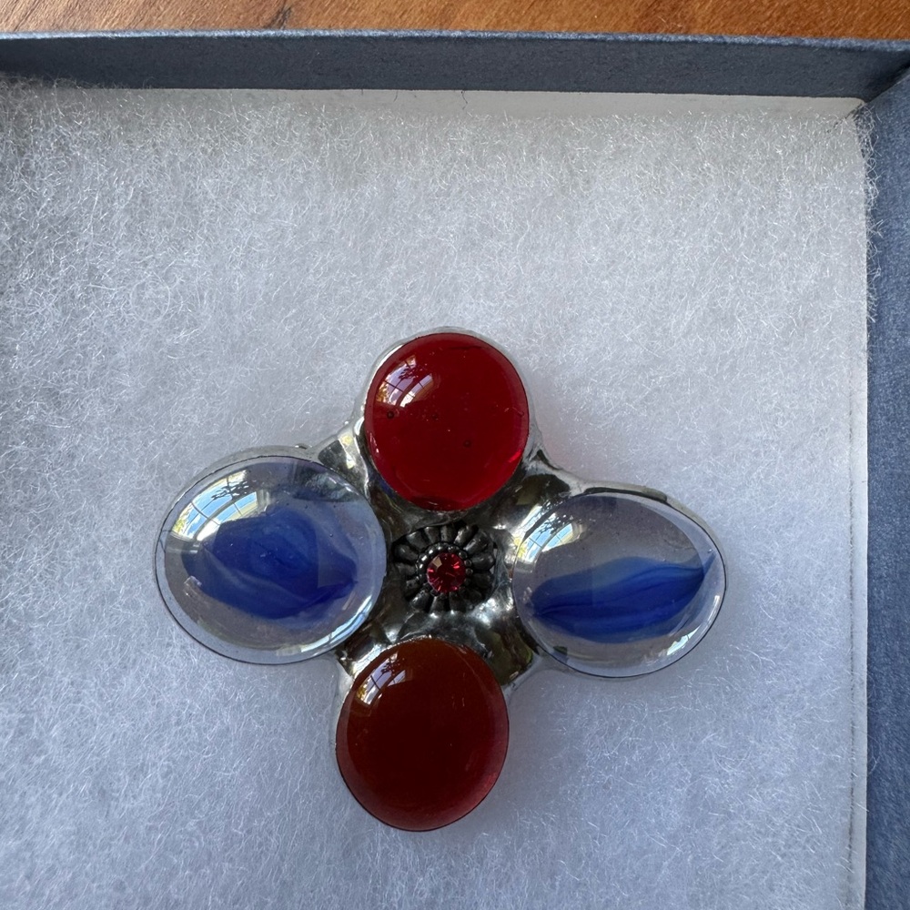 Elegant Red and Blue Brooch